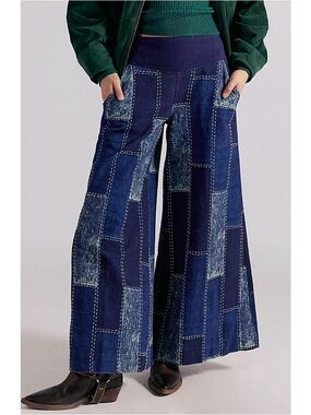 Free People / We The Free Patches Wide-Leg Flare Jeans